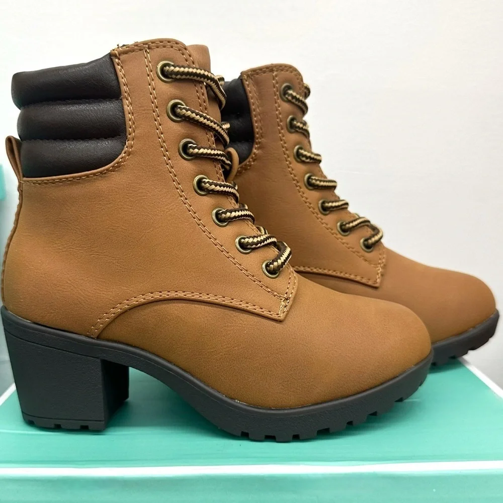 GIRLS Tan Faux Leather Ankle Boots